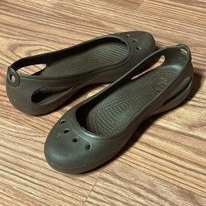 Crocs Kadee Cutout Comfort Slip On Flats Womens 8  brown